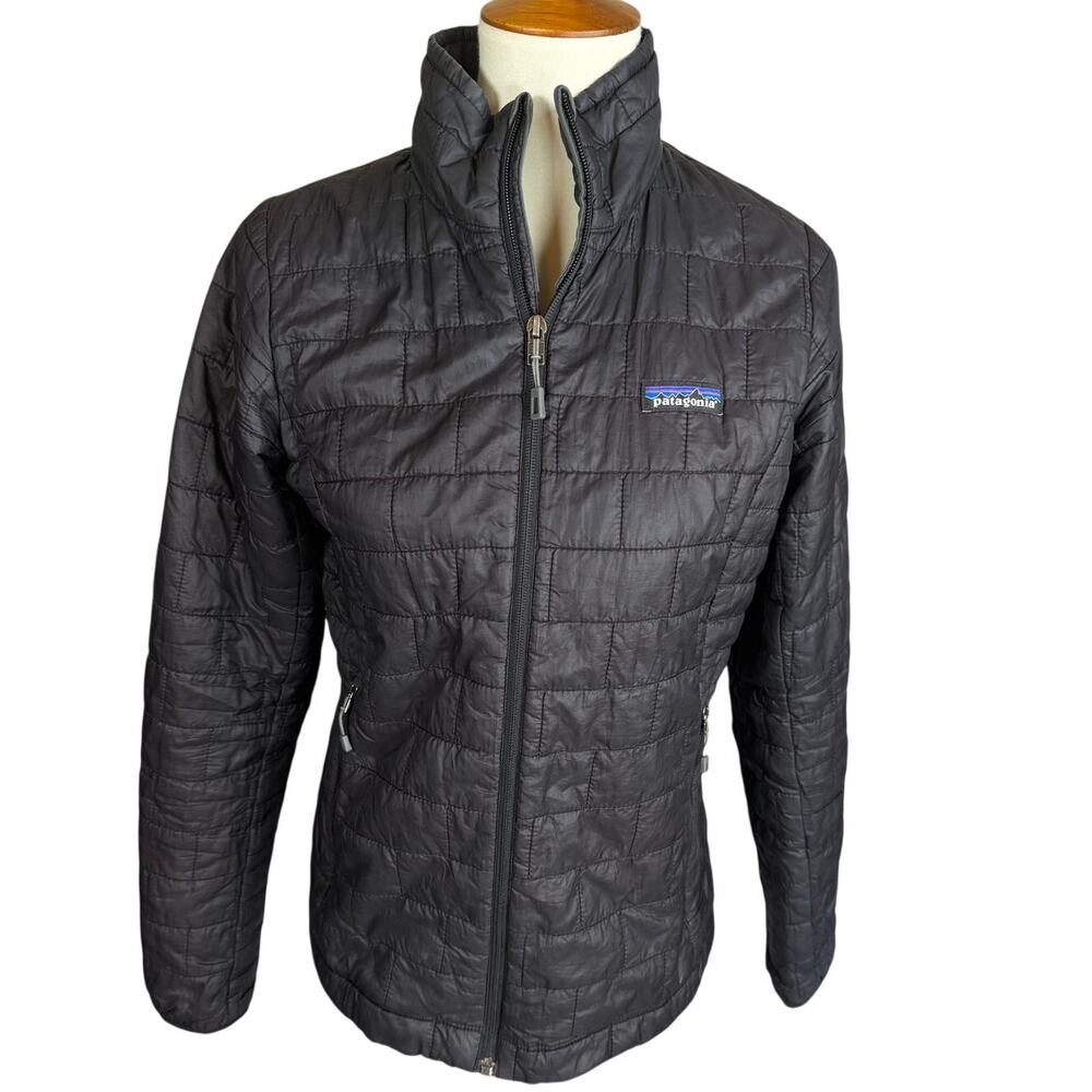Patagonia Nano Puff Jacket Women Small Black Full Zip Outdoor Packable Primaloft